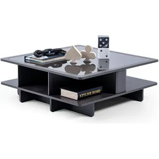 Quadratischer Sofatisch Glas Lounge Beistell Tisch Glastische Couchtisch - Schwarz