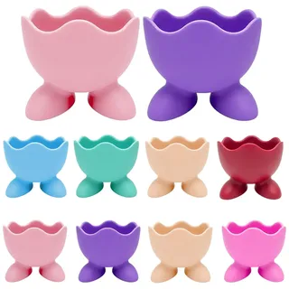 TILONKJ Eierbecher, Eierbecher Lustig, Egg Cup Bruchsichere,10 Stück | Eierbecher aus Silikon Geeignet für Weich und Hartgekochte Eier, Ostereier Dekoration, Küche Gekochte Eierhalter