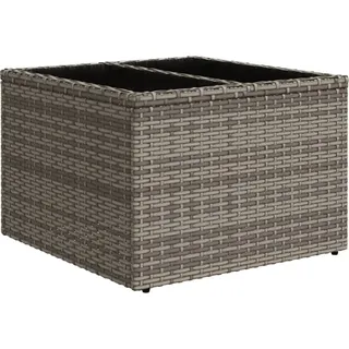 vidaXL Gartentisch mit Glasplatte Grau 55x55x37 cm Poly Rattan - Grau