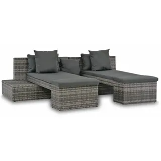 4-teiliges Garten-Sofagarnitur aus Polyrattan mit Kissen - Grau