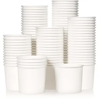 MATICAN Eisbecher aus Papier, 100 Stück, 325 ml, Einweg-Dessertschalen für heiße oder kalte Speisen, 325 ml, Partyzubehör, Leckerli-Becher für Eisbecher, gefrorener Joghurt, Suppe, weiß