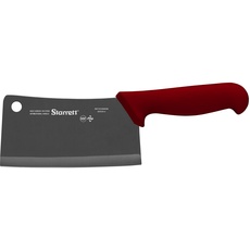 Starrett Profi Küche Küche Hackmesser Messer aus Edelstahl - Breites rechteckiges Profil - 8 Zoll (200 mm) - Roter Griff