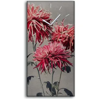 Küche Wohnzimmer Wand Leinwand Uhr 30x60 Gemälde Blumen Pflanzen Kunst - weiße Hände - Grau