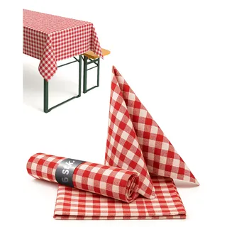 texpot 6 Stück Landhaus Serviette 30 x 30 cm rot-weiß kariert 100% Baumwolle