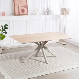 Esstisch DUO COLLECTION "Tisch Livia", eiche natur nachbildung, cashmere, eiche natur nachbildung, B:180cm H:76cm T:100cm, Tische, Esstisch, Melaminbeschichtung, Cashmere Farben