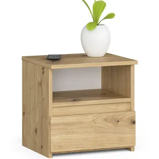 Akord Nachtschrank Eiche Artisan 40x35x40 cm , Holzwerkstoff , Nachbildung , Holz Optik , 1 Fächer , 1 Schubladen , Rechteckig,Rechteckig , 40x40x35 cm , Schlafzimmer, Nachtkästchen
