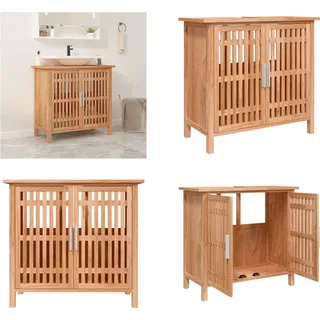 vidaXL Waschbeckenunterschrank 66x29x61,5 cm Massivholz Nussbaum - Waschbeckenunterschrank - Waschbeckenunterschränke - Badezimmerschrank - Waschtischunterschrank - Braun
