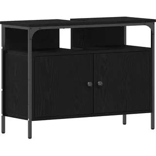 vidaXL Waschbeckenschrank mit Tür Schwarz Eichen-Optik 80 x 30 x 60 cm - Schwarz