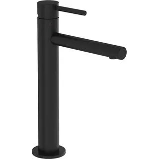 Hoher, mattschwarzer Mischer für Waschbecken in rundem Design | A4255736WTC