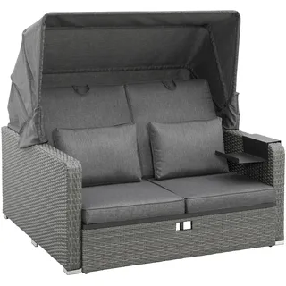 KONIFERA Loungebett »Sylt«, (Set, 8 St.), ausziehbares Sofa, Hängetisch, mit klappbarem Dach, Strandkorb, grau