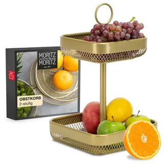 Moritz & Moritz Obst Etagere Gold Metall - Moderne Obstschale - Obstkorb zur Aufbewahrung von Obst, Gemüse und Brot