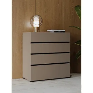 INOSIGN Kommode »Cross, moderne grifflose Schubladenkommode, 80x40x85cm (BxTxH)«, Schubladenschrank, Sideboard mit 4 Schubkasten, braun