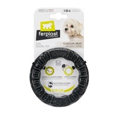 Ferplast Smile Inel de mestecat negru, 8,5x1,7 cm Jucării pentru câini
