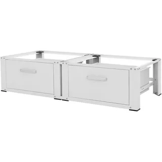 ML-Design Doppel Waschmaschinen Untergestell mit 2 Schubladen, Weiß, 128x53,5x31,5 cm