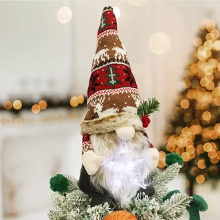 KINNJAS Weihnachtsbaumspitze Zwerg mit Stern - Rot/Ausflug, Einfarbig (Getaway Solids) - Weihnachten - Winter - Tree_Topper