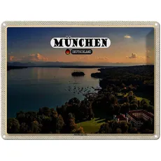 Blechschild 30x40 cm - München Blick auf Starnberger See