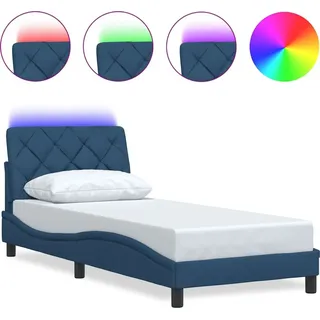 vidaXL Bettgestell mit LED ohne Matratze Blau 80x200 cm Stoff - Blau