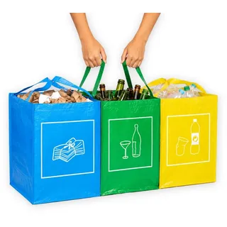 QILZO Mülleimer 3 Fächer für Küche 40L | Pfandflaschen Sammelbehälter