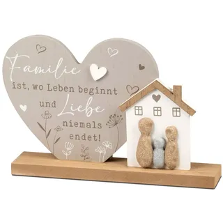 formano Deko Herz Haus Familie und Spruch 26 cm Liebevolle Wohn-Deko Steinoptik - Geschenk für Partner, Hochzeit, Jahrestag - Tischdeko mit emotionaler Botschaft