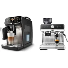 Philips Series 5400 Kaffeevollautomat – LatteGo Milchsystem & GASTROBACK Design Espresso Barista Pro, Schwarz, Edelstahl-silber