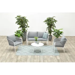 Garden Impressions FLEURIE Rope Alu Lounge Set Gartenmöbel Sitzgruppe weiss