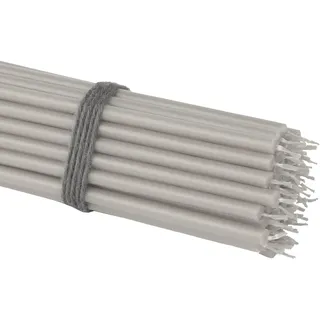 NKlaus - 50x Stabkerzen grau Rußfrei Tropffrei dünn L 16cm Premium Paraffinwachs 36115