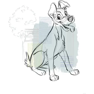 KOMAR Wandbild Disney Lady and the Tramp Hello Tramp 30 cm x 40 cm Blau