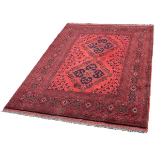 morgenland Orientteppich »Afghan - Kunduz - 146 x 104 cm - dunkelrot«, rechteckig, 7 mm Höhe, Wohnzimmer, Handgeknüpft, Einzelstück mit Zertifikat, rot