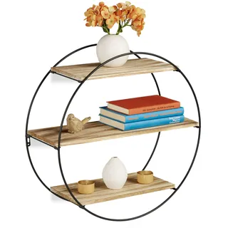 Relaxdays Wandregal rund 50 cm Schwarz