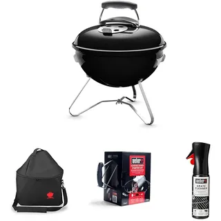 Weber Smokey Joe Original Holzkohlegrill, Ø 37cm Grillfläche, portabeler BBQ Grill, porzellanemaillierten Deckel & Kessel - Schwarz (1111004)
