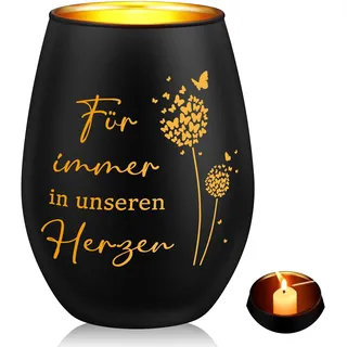Nuenen Trauergeschenk Windlicht mit Gravur, Schwarzgold,Schmetterling 4 | Trauerlicht Trauerkerze Geschenke für Trauernde zur Beerdigung Trauer Deko Gedenkkerze Gedenklicht Erinnerungslicht