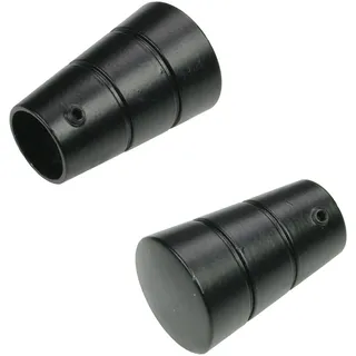 LIEDECO Gardinenstangen-Endstück Concav mit Rille 2-läufig Ø 16 mm 4,5 cm Schwarz