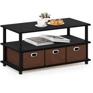 Furinno Frans Turn-N-Tube Konsolentisch mit Schubladen, Schwarze Eiche/Schwarz/Braun