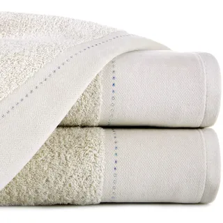 Eurofirany Karina Handtuch Baumwolle Steinchen Glitzer Weich Muster Dick Set 3-er Pack Oeko-Tex, Beige, 70X140cm, 3