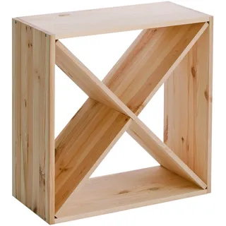 Zeller Present Weinregal , Naturfarben , Holz , Kiefer , Hartholz , 52x52x25 cm , individuell erweiterbar, stapelbar, nachhaltig, nachwachsender Rohstoff , Holzmöbel, Holzregale, Weinregale Holz