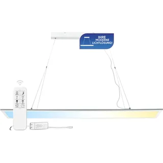 LECOM LED Pendelleuchte 120x20 Dimmbar CCT CRI90 UGR19 Fernbedienung | LED Hängeleuchte mit UGR19 blendfreie Bürobeleuchtung, CRI90 natürliche Farben. Ideal für Büro, Designstudio, Arbeitspltze.