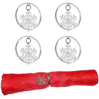Weihnachten Servietten Ringe Halter 4 Dinner Party Tisch Deko Silber Snowflake