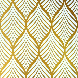 JOLIHOME Geometrische Muster Tapete Gold und Weiß Moderne Minimalistische Wasserdichte Selbstklebende Tapeten für Küchen Badezimmer Wohnzimmer Schlafzimmer Wandaufkleber 44,5X1000cm