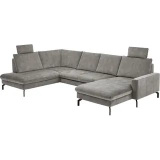 die planbar Wohnlandschaft Polyester U-Form 3-Sitzer Silber