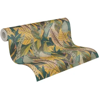 Livingwalls Anna D'Andrea Vliestapete Floral 10,05 m x 0,53 m - Gelb, Grün, Blau, Lila - Tapete Dschungel - 782201