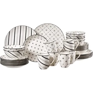 Kombiservice RITZENHOFF & BREKER "Fusion", schwarz, 30 Stk., Porzellan, Geschirr-Sets, Kombiservice, aus Porzellan für 6 Personen