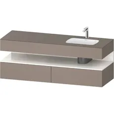 Duravit Qatego Einbauwaschtisch mit Konsolenwaschtischunterbau, 1600x550x600mm, Nische Weiß Hochglanz, Becken rechts, QA4796022, Farbe: Basalt Matt/mit Nischenbeleuchtung