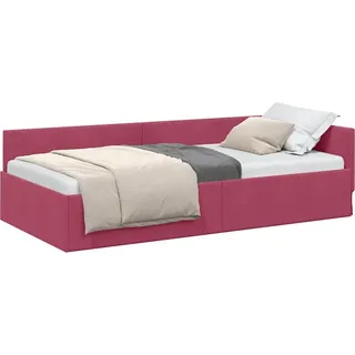 Eckbettgestell Weinrot 100 x 200 cm Samt und engineered Holz - Rot