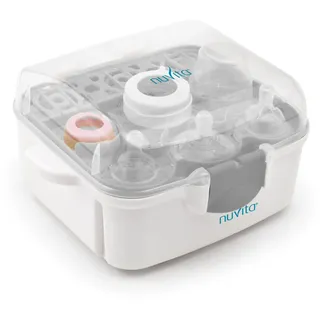 Nuvita 1085 Mikrowellen Sterilisator, Dampf-Sterilisator für bis zu 3 Babyflaschen, Schnuller und Zubehör, Desinfektionsgerät für Babyzubehör
