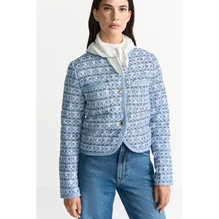 Kurzjacke RICHROYAL, Damen, Gr. 36, blau (denim blau), Web, Obermaterial: 100% Polyester. Futter: 100% Polyester. Füllung: 100% Polyester, gemustert, gerade taillenbedeckt, Rundhals, eingefasste Kante, Jacken Kurzjacke, Boucle Optic, leicht wattiert, kastiger Schnitt, Glitzerfäden