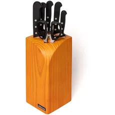 Arcos Serie Universal - Geschenkbox Küchenmesser-Set 6 Stück (5 Messer + 1 schere) - Klinge Nitrum Edelstahl - HandGriff Polyoxymethilen (POM) - Kiefernholzblock