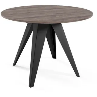 Feldmann-Wohnen Esstisch Gerda Sherman Eiche Anthrazit / Schwarz 90/128 / 90 / 76cm , Holz , Rund,Rund , Stativgestell , 90x76x90 cm , Esszimmer, Esstische