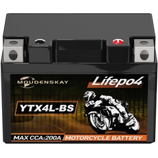 MOUDENSKAY Lithium Motorrad Batterie 12V Lithium Powersports Batterie mit BMS (YTX4L-BS 12.8V 2Ah 200A) LiFePO4 Motorrad Batterie Starterbatterien für Motorräder, ATV, UTV, Wasserfahrzeuge, etc