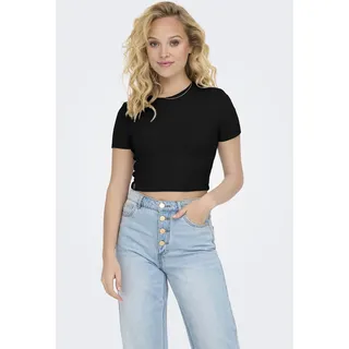 Kurzarmshirt ONLY "ONLBETTY S/S O-NECK SHORT TOP CC JRS", Damen, Gr. XL, schwarz, Jersey, Obermaterial: 95% Baumwolle, 5% Elasthan, unifarben, regular fit bauchfrei, Rundhals, Shirts Kurzarmshirt, softe Jerseyqualität