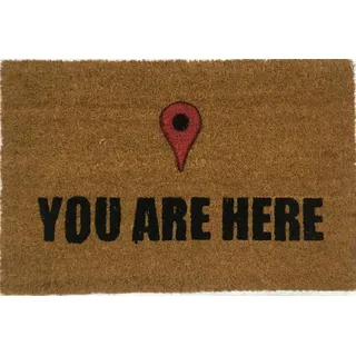 KOKO DOORMATS Kokos Fußmatte außen mit Anti-Rutsch PVC | Lustige Türmatte You Are Here | Umweltfreundlich, Robust & Pflegeleicht | 60x40 cm für Außenbereich & Haustür